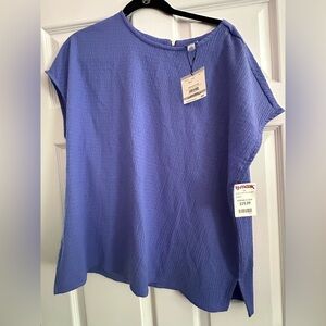 Anne Klein Textured Purple Short Sleeve Top